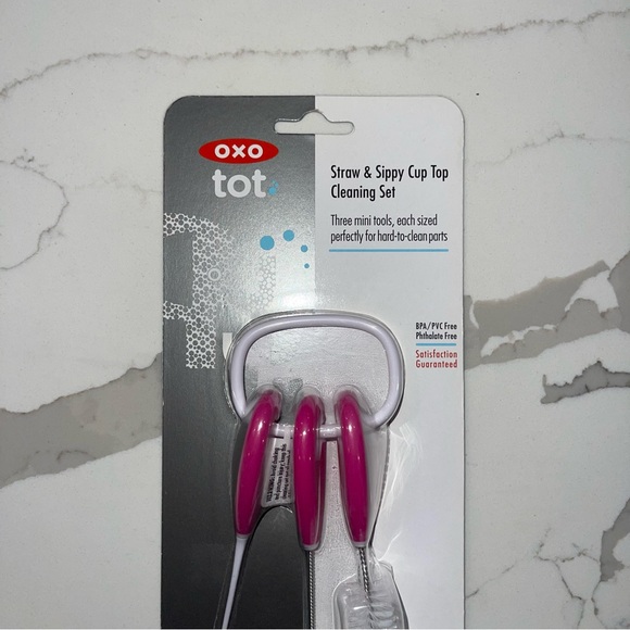 NWT ОХО Tot Straw and Sippy Cup Top Cleaning Set Pink - Picture 4 of 4
